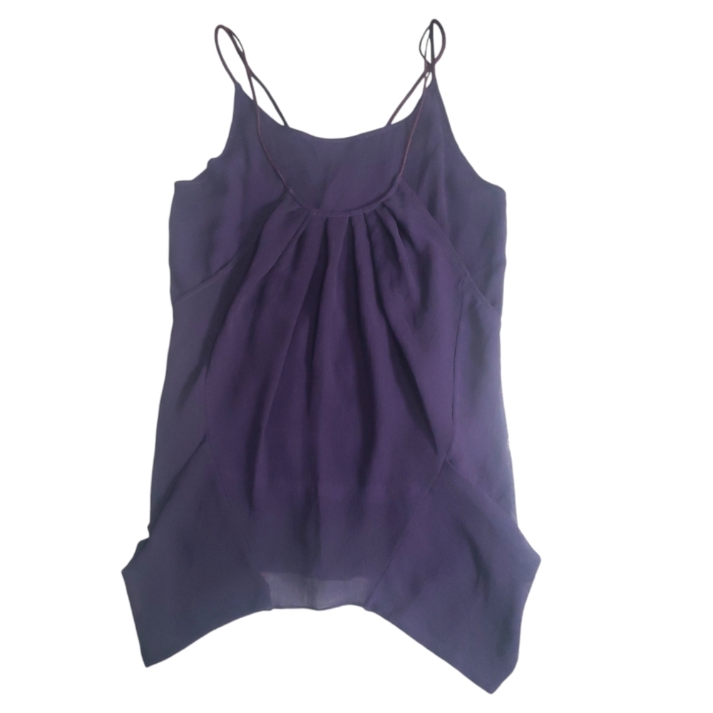 Theyskens Theory  VTG S Purple Silk Tank Top Y2K Going Out Layered Tunic Chiffon